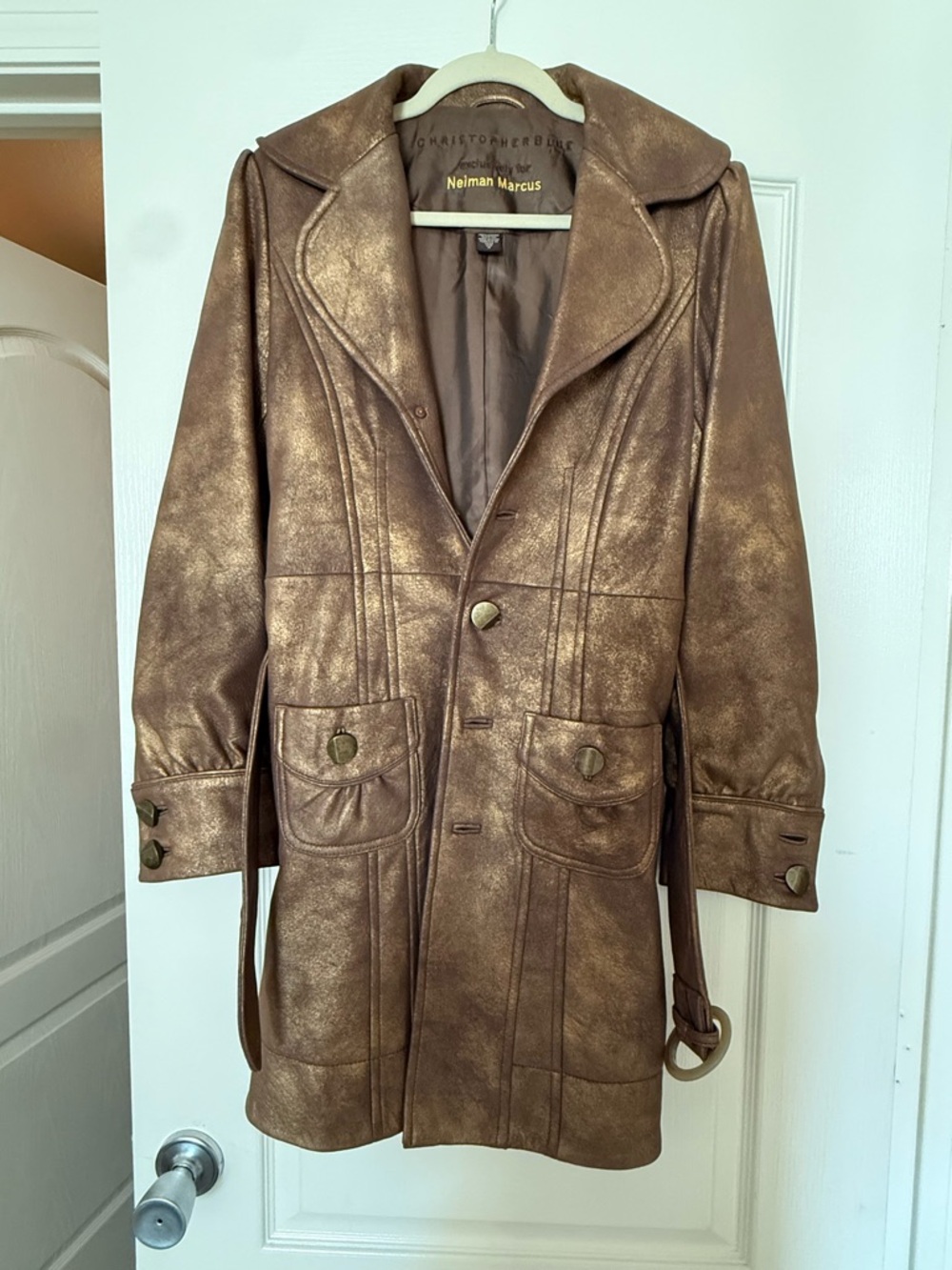 Neiman Marcus Brown Metallic Leather Jacket